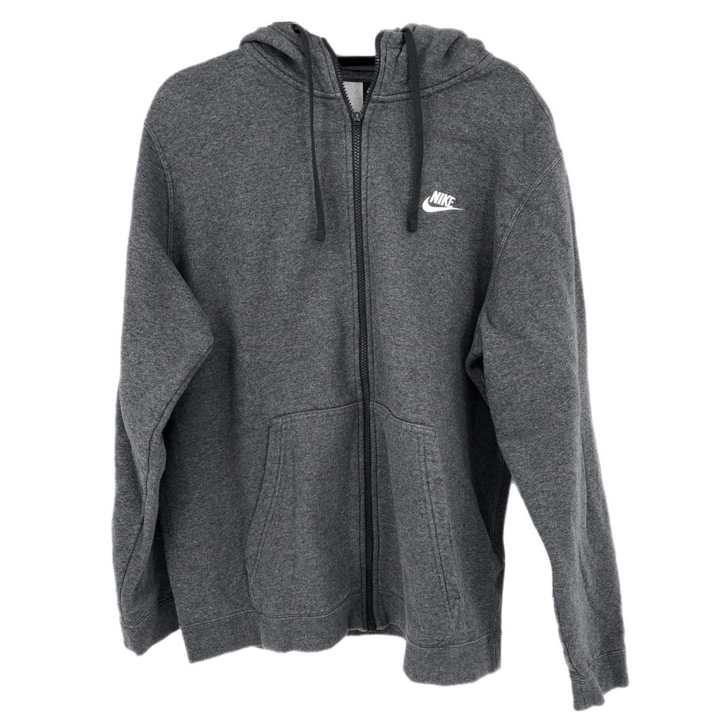 Nike Gray Full Zip Sweatshirt | Round Neck, Long Sleeves, Size XL